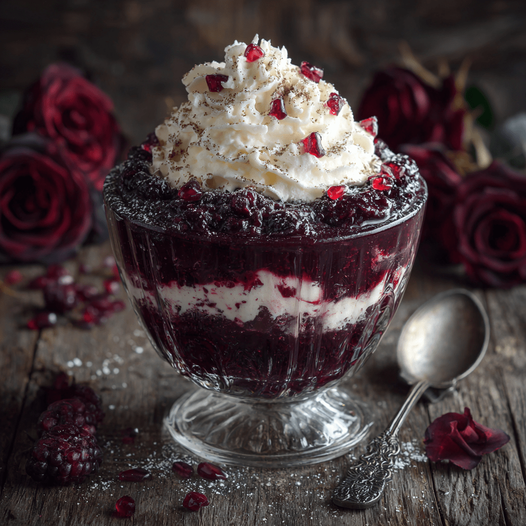 Ein Brombeer Trauben Traum Dessert mit Rahm Ein Brombeer Trauben Traum Dessert mit Rahm