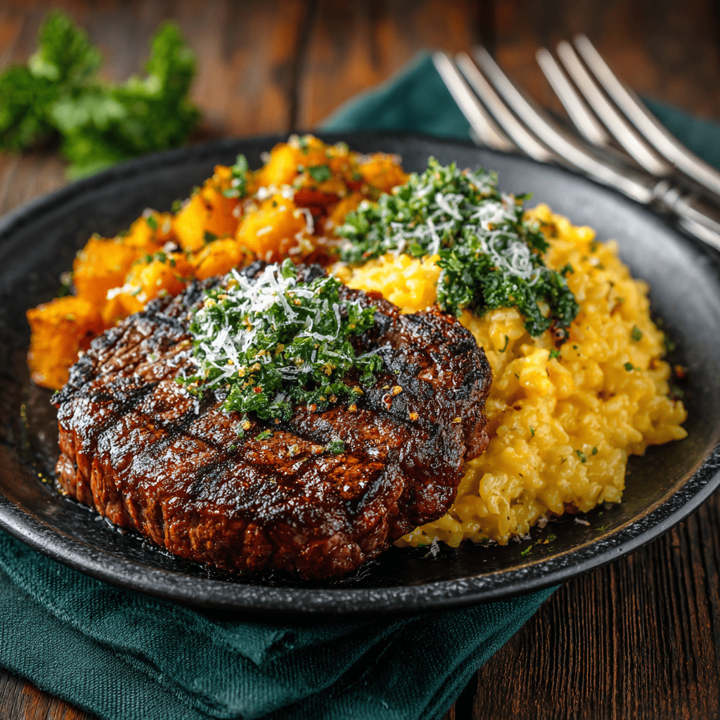 Risotto mit einem fantastischen Steak in Universe Risotto mit einem fantastischen Steak in Universe